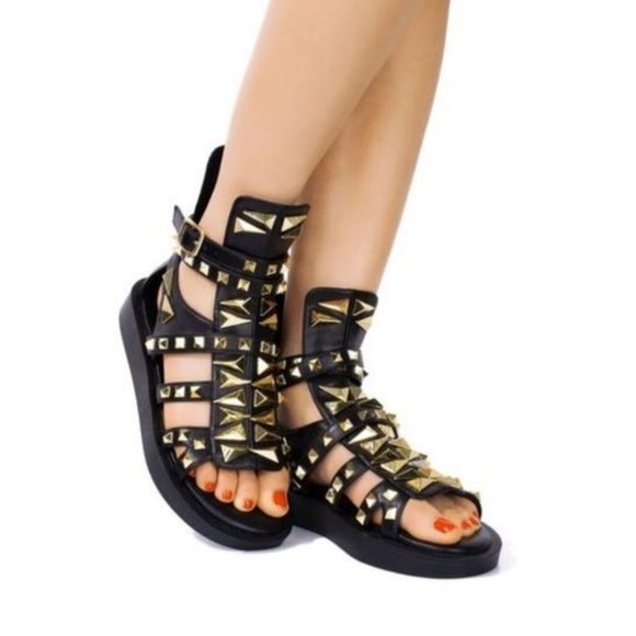 Studded Platform Gladiator Sandals - Picture 2 of 9